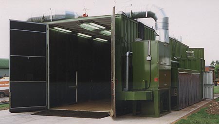 containerised sand blast room with extraction unit