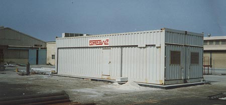 custom built 2 container sand blasting room